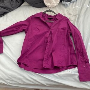 Lane Bryant Oxford Button Down shirt Spiceberry berry purple pink with cuffs